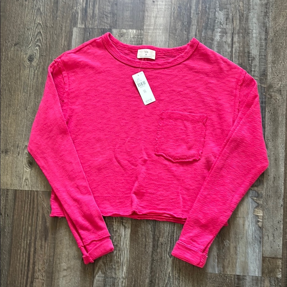 NWT Anthropologie Pink Cropped Long Sleeve Top